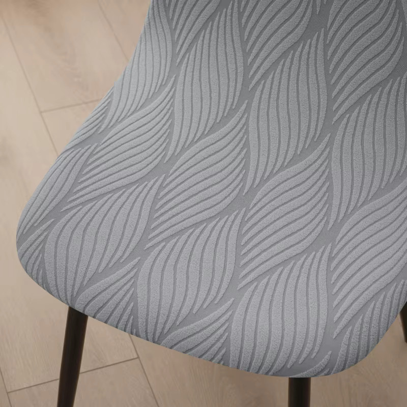 Yupartex Elastischer Stuhlbezug mit Jacquard-Struktur in Grau, Rutschfester Stuhlüberzug für Esszimmerstühle - Bild 3