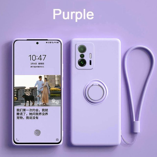 Magnetische Silikonhülle mit Ringhalter für Xiaomi Mi 10 11 12T Pro und Redmi Note Serie in Violett - Bild 1