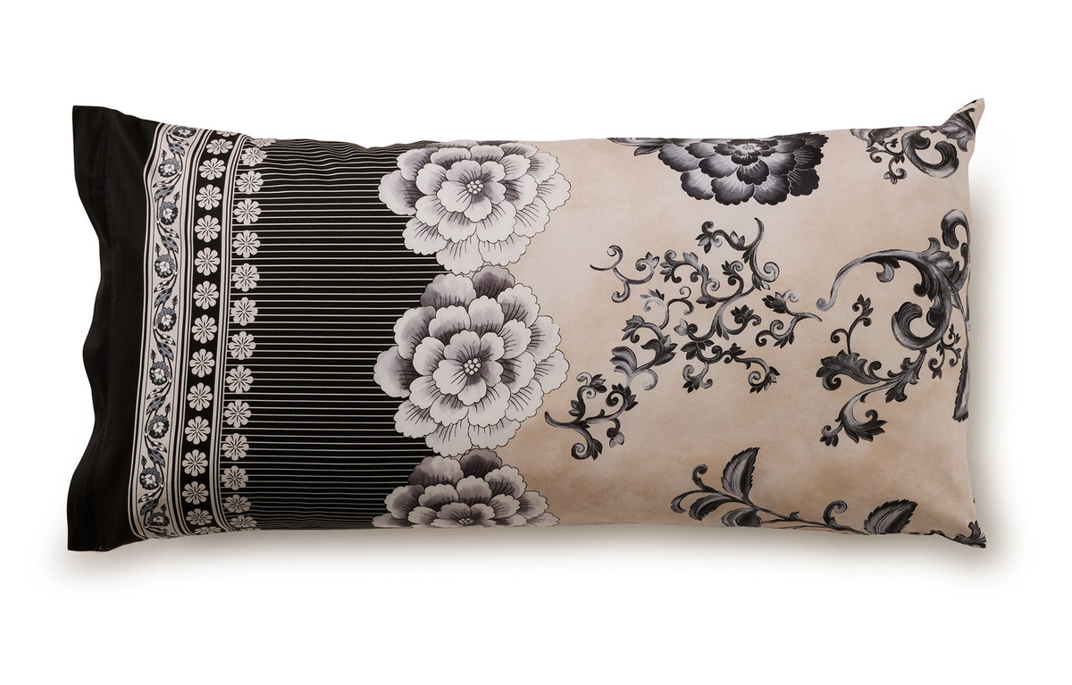 Bassetti Kissenhülle Paraggi aus Mako-Satin in Elfenbein mit floralem Design und Reißverschluss - Bild 1