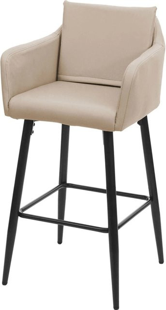 PROREGAL Barhocker mit Lehne und Fußablage aus Metall und Kunstleder in Taupe-Beige, Sitzhöhe: 74 cm - Bild 1