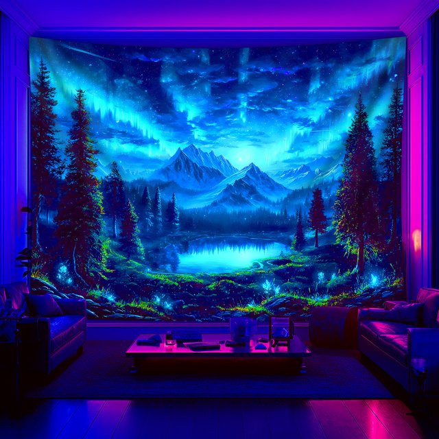 VIKAMA Aurora Forest Wandteppich als dekorativer Wandbehang für deine Raumdekoration - Bild 1