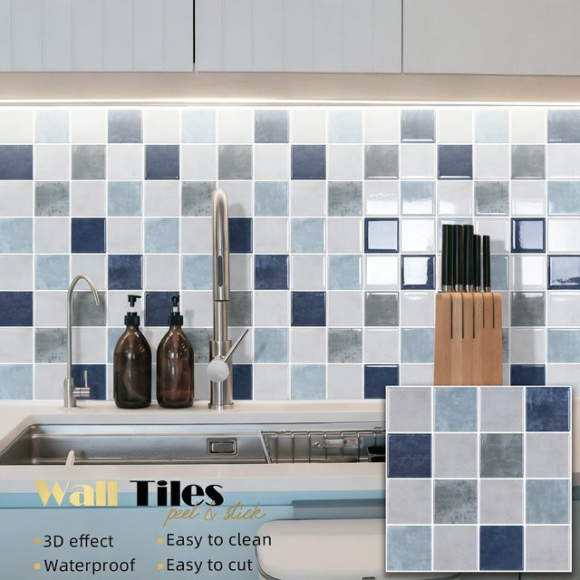 Vividtiles 10er Set selbstklebende 3D Ziegelwandfliesen aus Vinyl zur DIY Raumdekoration - Bild 1