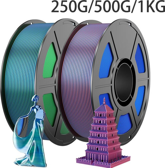 3D Maliang PLA Seiden-Filament zweifarbig für FDM 3D-Drucker 1,75mm rot blau grün - Bild 1