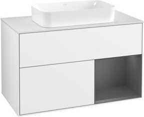 V&B Waschtischunterschrank Finion mit Wandbeleuchtung, Farbe: Weiß, B: 100 cm, T: 60,3 cm - Bild 1
