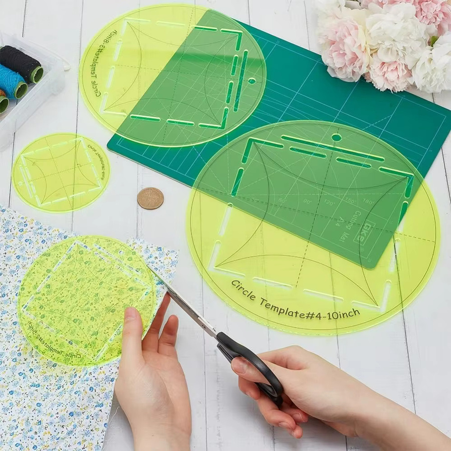 4er Set Kreis-Quilting-Vorlagen aus transparentem Acryl für Näharbeiten, Durchmesser: 4 Zoll, 5 Zoll, 8 Zoll und 10 Zoll - Bild 2