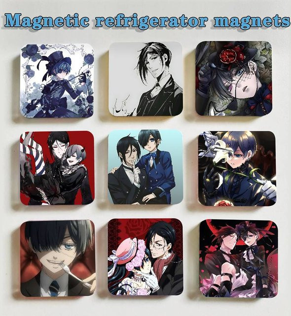 B-Black B-Butler Acryl-Kühlschrankmagnet-Set, quadratische selbstklebende Dekomagnete in Schwarz - Bild 1
