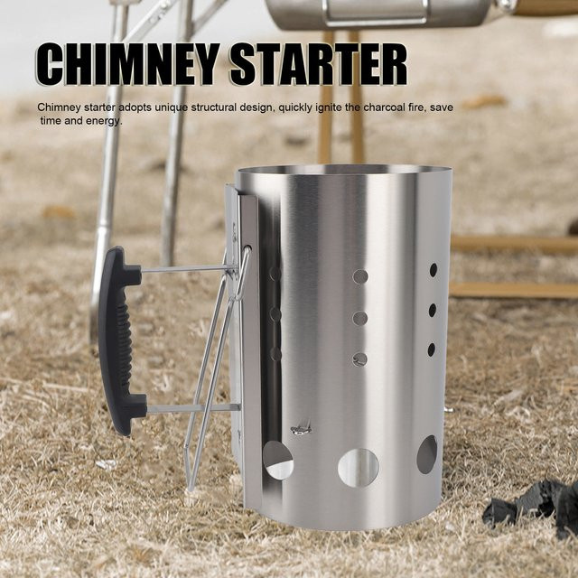 Fdit Kaminstarter aus Edelstahl in Silber für Holzkohle, tragbarer Grillstarter für Camping und Picknick - Bild 1