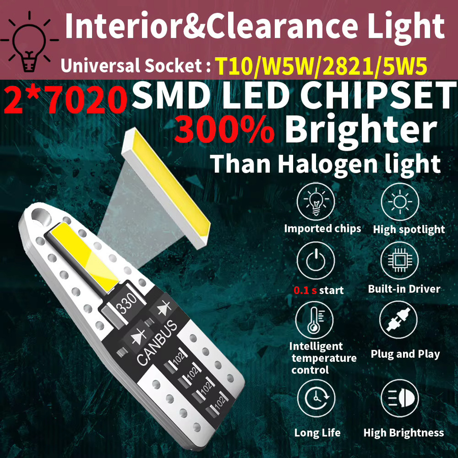 Neallor 10er Set W5W LED T10 Lampen Canbus für Parkplatz, Positionslicht, Innenraum und Dome-Licht, 12V, Weiß 6500K - Bild 2
