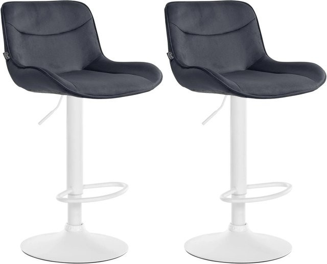 DELUKE 2er Set Barhocker RAGAD aus Samt in Schwarz, höhenverstellbare Barstühle mit Lehne und 360 Grad Drehbarkeit, B/T/H: 49 x 51 x 85 cm - Bild 1