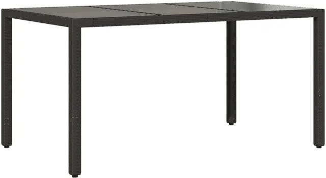 vidaXL Gartentisch aus Polyrattan mit Glasplatte in Schwarz, B/T/H: 150 x 90 x 75 cm - Bild 1
