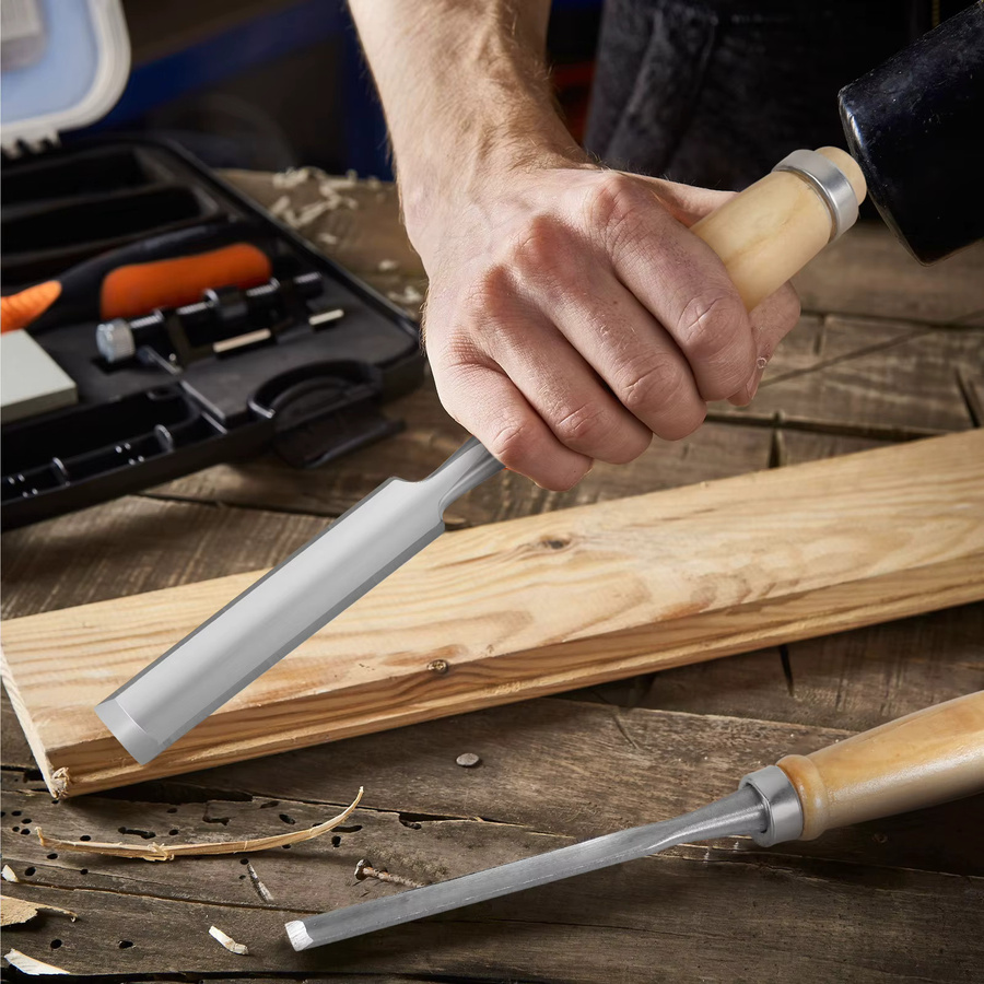 4-teiliges Holzmeißel-Werkzeug-Set von Hands DIY mit Holzetui für Holzschnitzarbeiten und Tischlerarbeiten - Bild 5