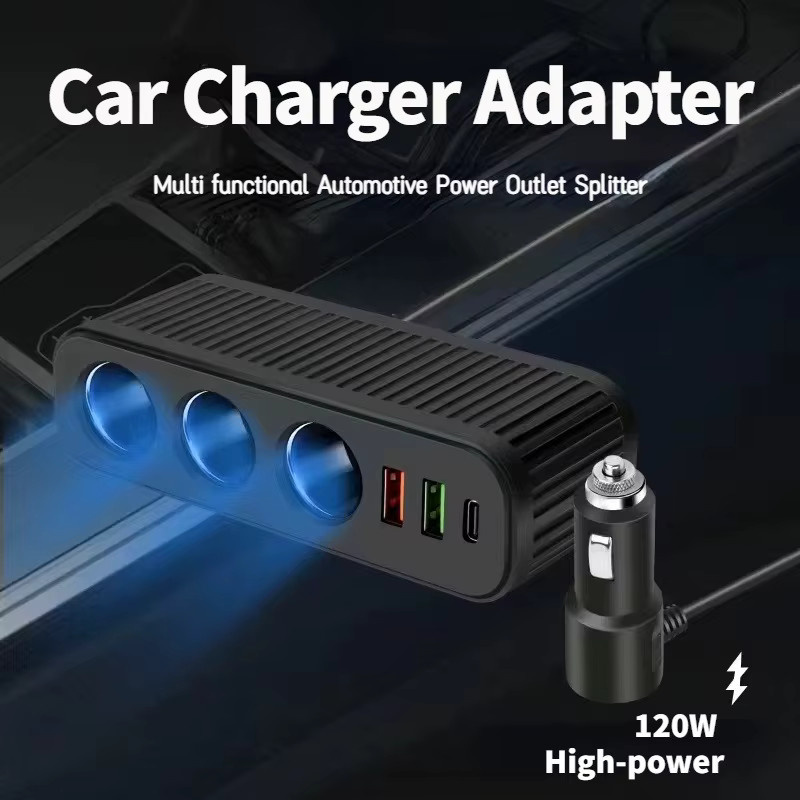 120 W 4-in-1 USB-Autoladegerät mit USB-C und USB-A Schnelllade-Netzteil für das Auto, Schwarz - Bild 3