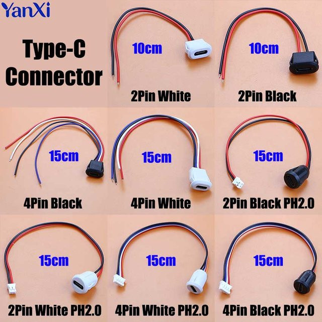 ChengHaoRan USB Typ-C Buchse Weiblicher Anschluss mit Kartenschnalle in Schwarz (2-Pin oder 4-Pin) - Bild 1