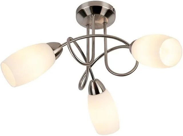 QAZQA Klassische Deckenlampe Fortress aus Stahl mit 3 Gläsern in Weiß und Silber für E14 Leuchtmittel - Bild 1