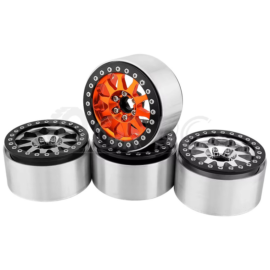 Axial Beadlock Felgen Naben, 4-teiliges Set, Metall, Orange - Bild 2
