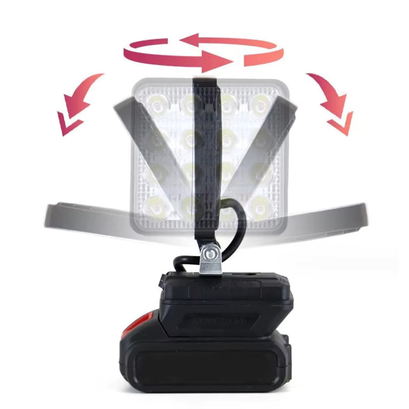 HOMEFISH LED-Arbeitsleuchte für Makita 18V Li-Ionen-Akku, Tragbare Notfall-Flutlampe und Campinglampe in Schwarz - Bild 3