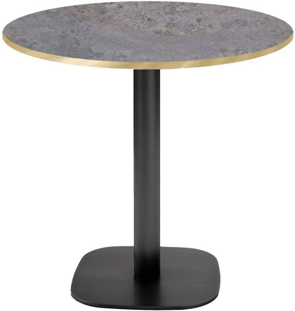RestooTab Tisch Round runder Esstisch mit antikfarbener Metallplatte und schwarzem Gestell, Durchmesser: 70 cm, Höhe: 75 cm - Bild 1