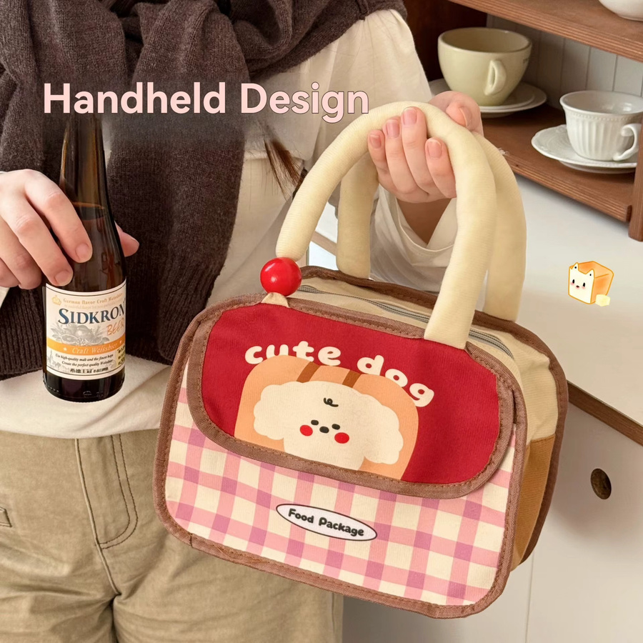 Isolierte Lunchbox-Tasche mit niedlichem Welpenmotiv in Mehrfarbig, wasserdichte Aufbewahrungstasche mit großer Kapazität für Studenten und Büroangestellte - Bild 4