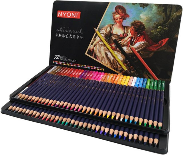 NYONI Professionelles Aquarellstift-Set mit 72 wasserlöslichen Buntstiften in Multicolour - Bild 1