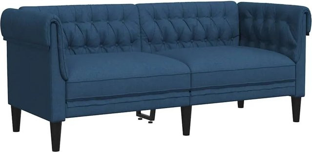 vidaXL Chesterfield-Sofa 2-Sitzer in Blau aus Stoff mit Massivholzrahmen - Bild 1