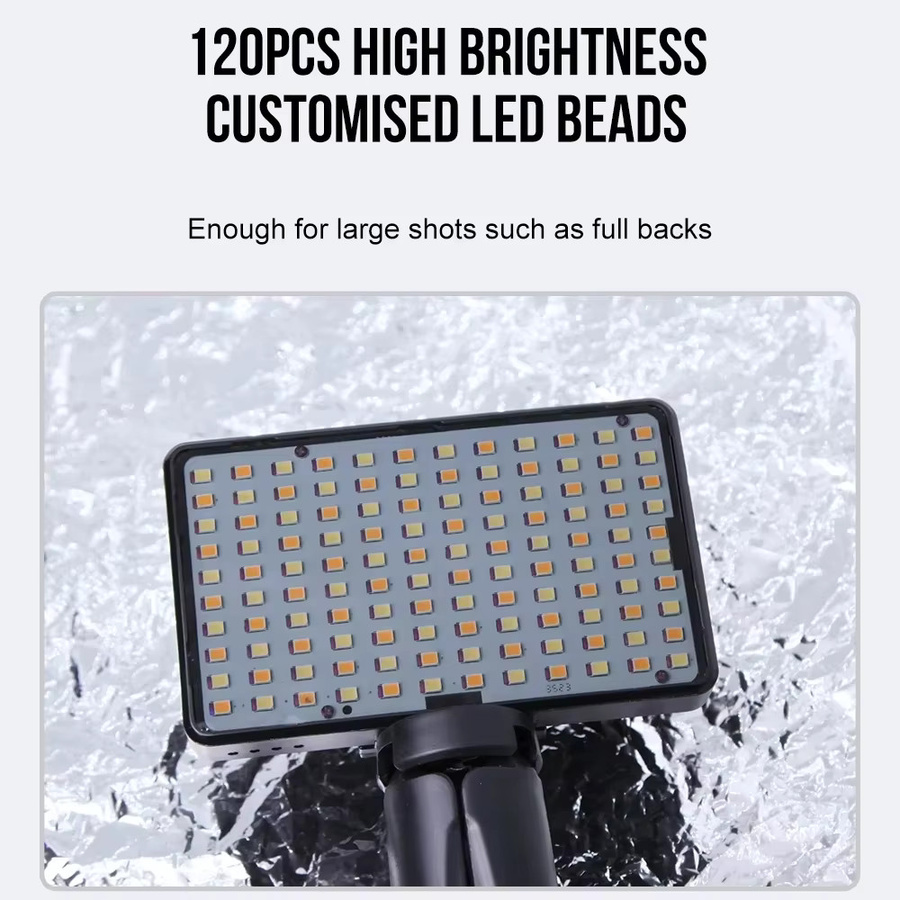 Gakonp Tattoo-Fülllicht mit 120 LED und 52mm CPL-Filterlinse, tragbares polarisiertes Reflexionslicht für alle Smartphones, Schwarz - Bild 5