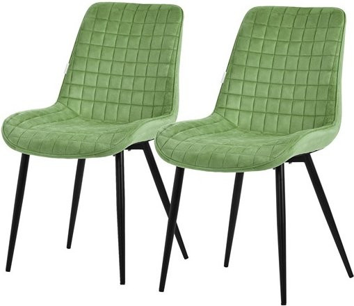 ML-Design Esszimmerstuhl 2er Set in Salbei mit Samtbezug und Stahlbeinen - Bild 1