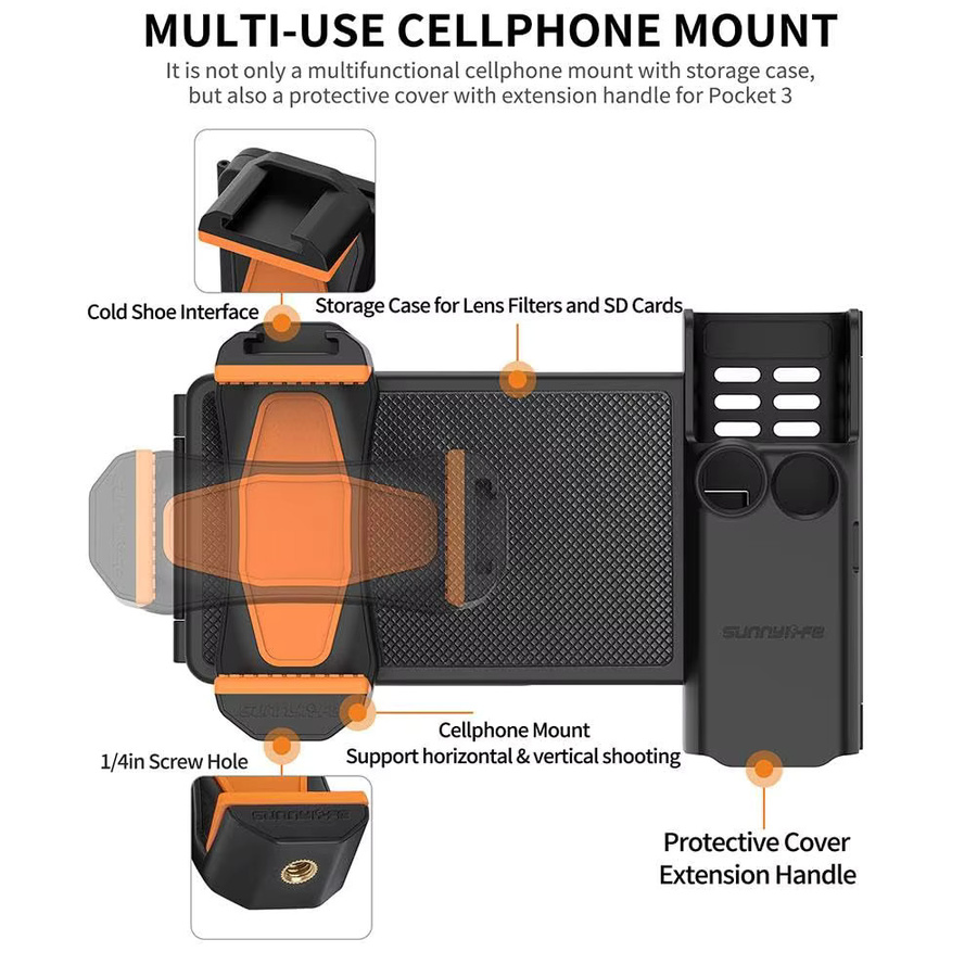DJI Telefonhalter-Set und Mini-Verlängerungsstange mit Stativ für Osmo Pocket 3/4 in Schwarz - Bild 2