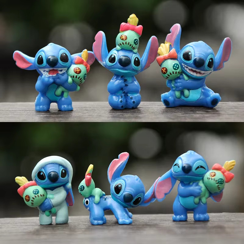 6er Set Bandai Anime Charakter Figuren Stitch aus PVC in Multicolor, Höhe: 3,5 cm - Bild 3