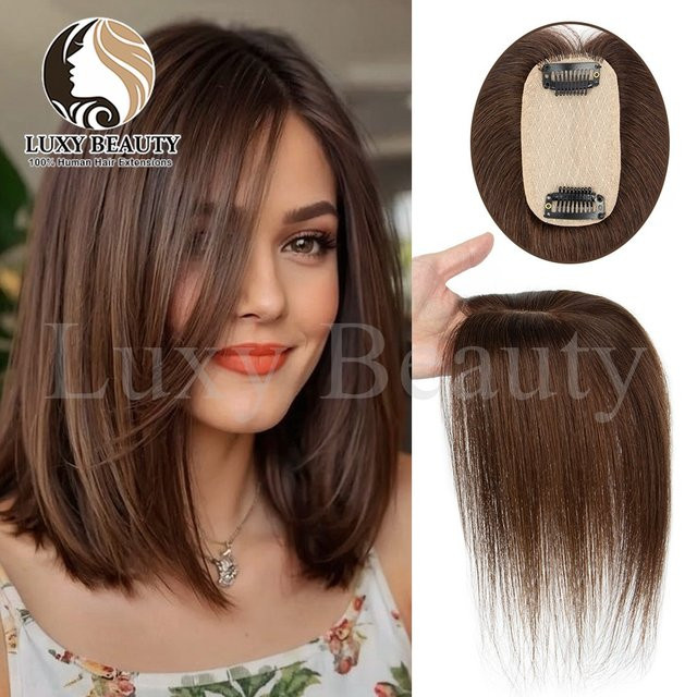 luxy beauty Clip-in-Echthaar-Toupets für Damen, kurz, 5 cm x 9 cm - Bild 1