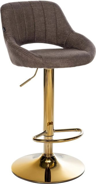 CLP Barhocker Milet höhenverstellbar mit Lehne, gepolsterter Barstuhl aus Stoff in Braun/Gold mit Metallgestell und Drehsitz - Bild 1