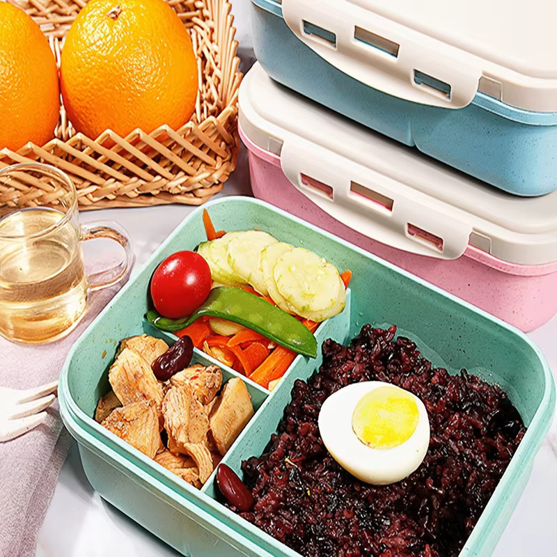Peppa Wutz Lunchbox aus Weizenstroh mit Fächern für Schule und Büro - Bild 1