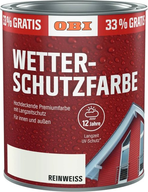 OBI Wetterschutzfarbe Reinweiß wasserbasiert - Bild 1