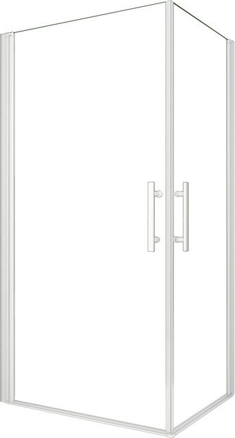 AICA Duschkabine Eckeinstieg mit Drehtür aus Sicherheitsglas, Farbe Weiß und Transparent, B/T/H: 90 x 70 x 185 cm - Bild 1