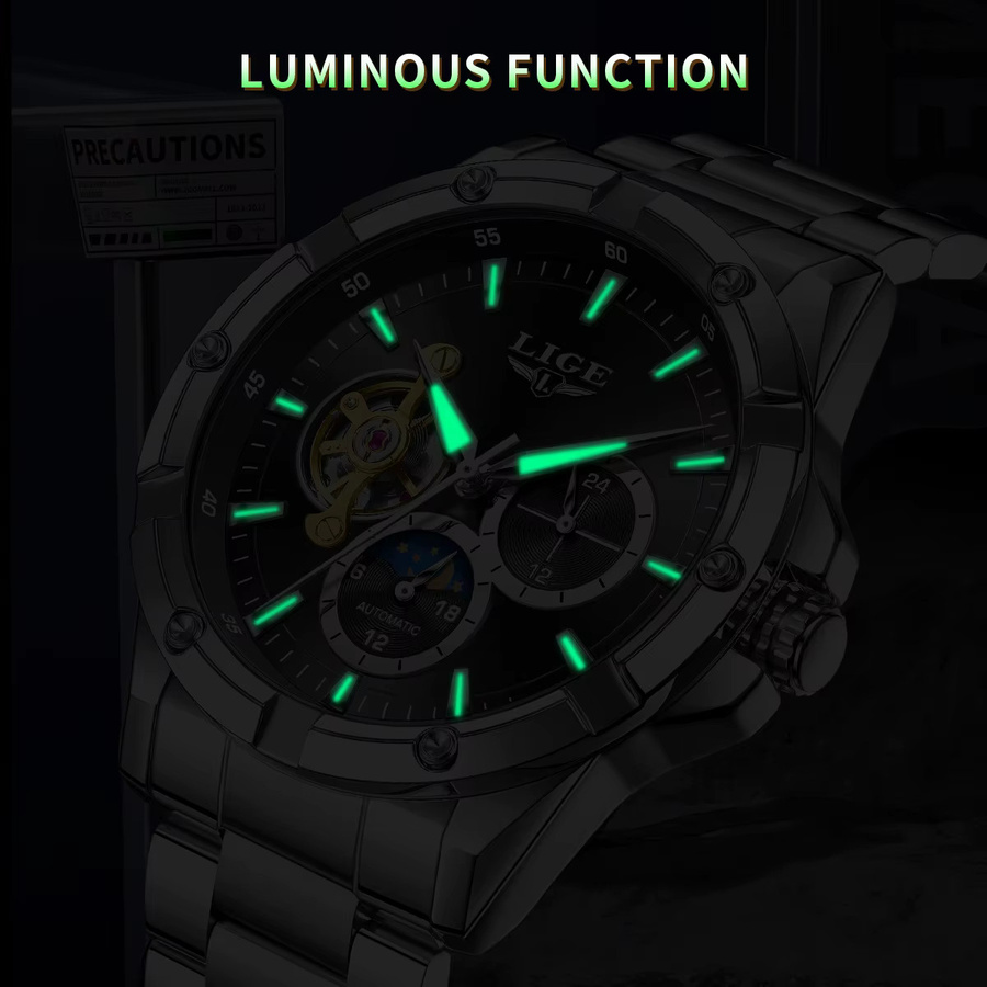 LIGE Armbanduhr, Automatik, Gold, Edelstahl, Herren - Bild 1