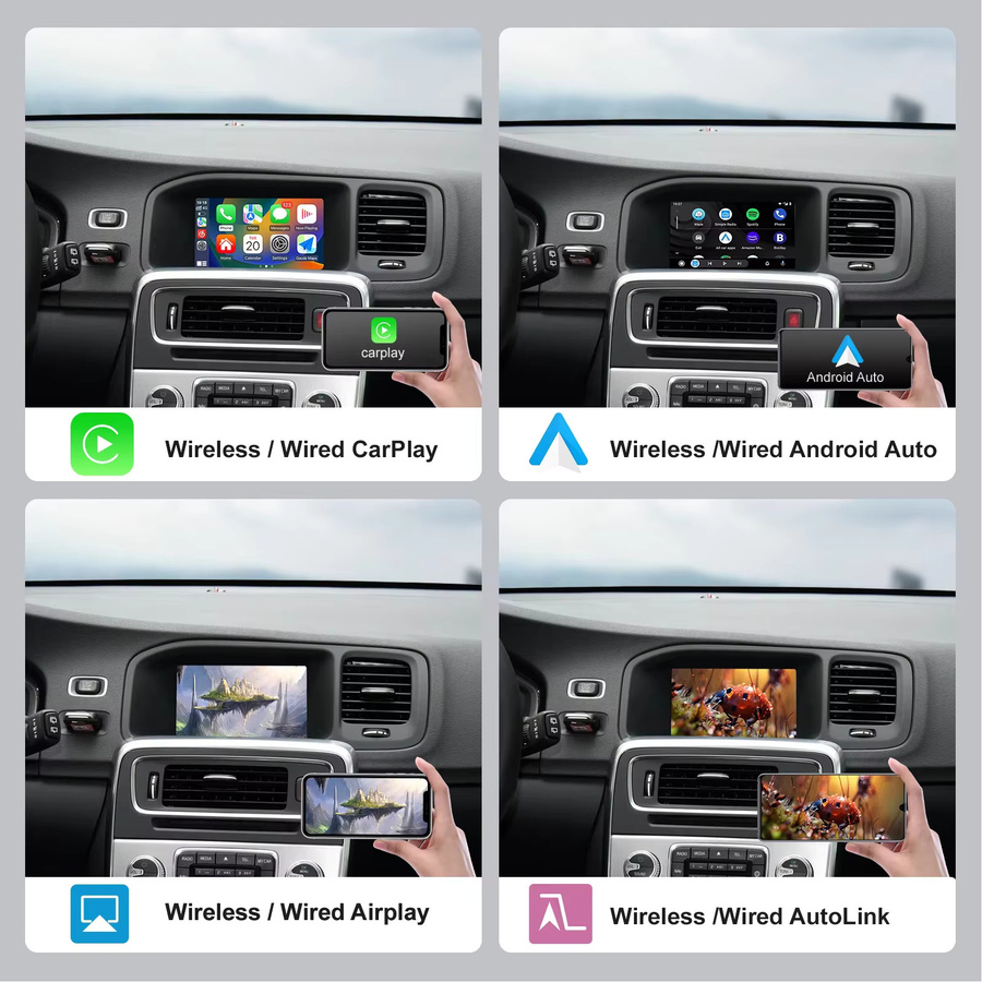 REEIIO Kabelloses CarPlay und Android Auto Multimedia-Modul für Volvo S60 S80 XC60 V60 V40 (2015-2018) mit Unterstützung für Rückfahrkamera und Navigation - Bild 2