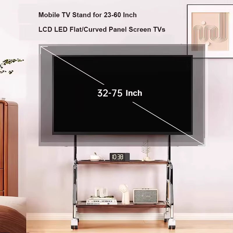BEISHI TV-Wagen in Schwarz mit Rollen für Fernseher von 32 bis 75 Zoll, moderner Bodenständer aus Metall mit max. VESA 600 x 400 mm und einer Traglast von bis zu 50 kg - Bild 3
