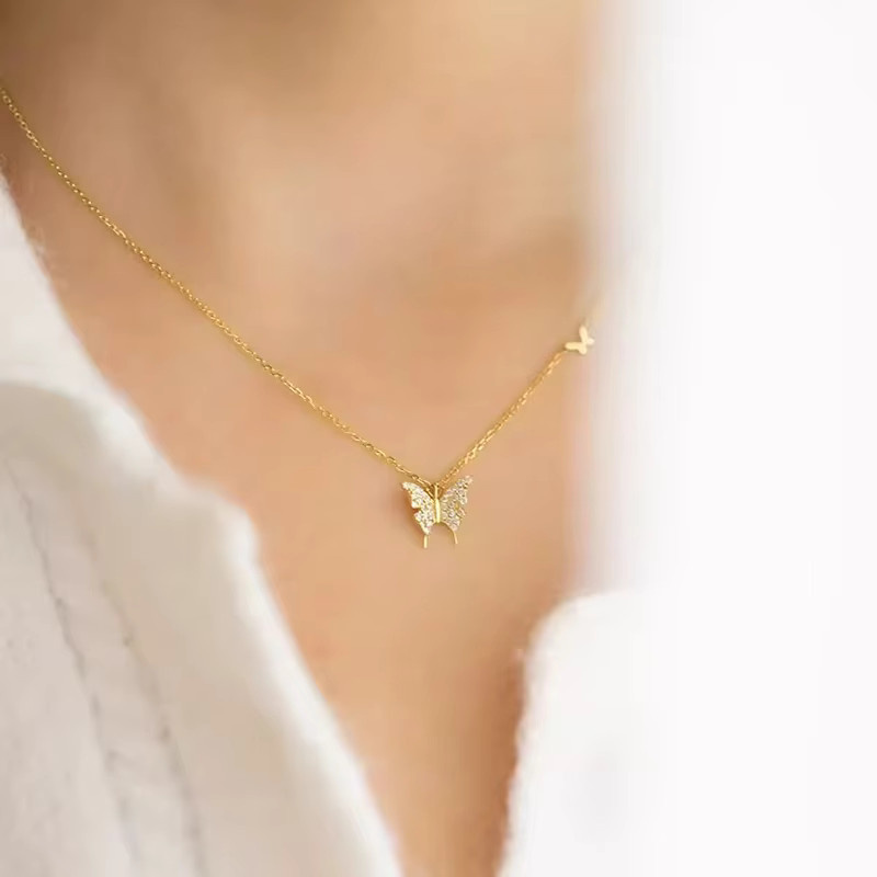 Huitan Halskette, Schmetterling, Zirkonia, Gold, Damen - Bild 3