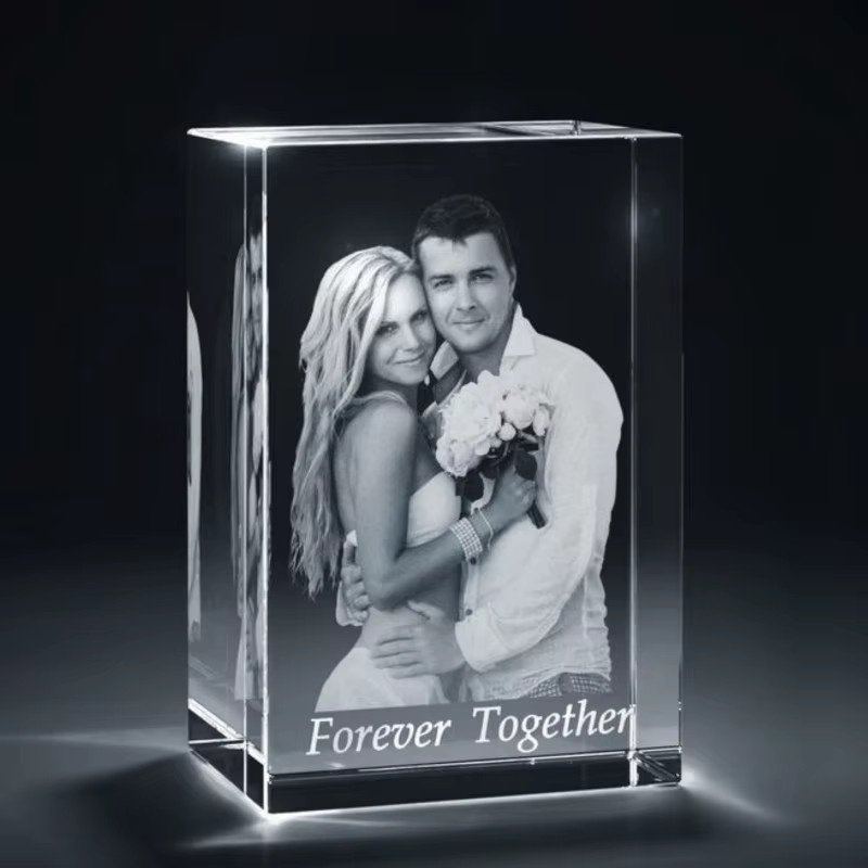 DEANSEN Kristall-Kerzenhalter mit personalisiertem Foto-Druck als Gedenkgeschenk für Familie und Haustiere, transparent, rechteckig - Bild 2