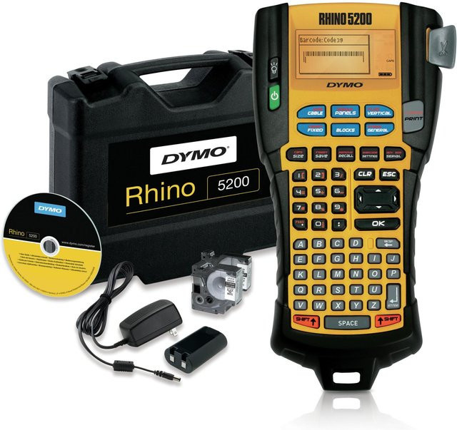 Dymo Rhino 5200 Etikettendrucker mit stabilem Hartschalenkoffer in Gelb für UK/HK Layout - Bild 1