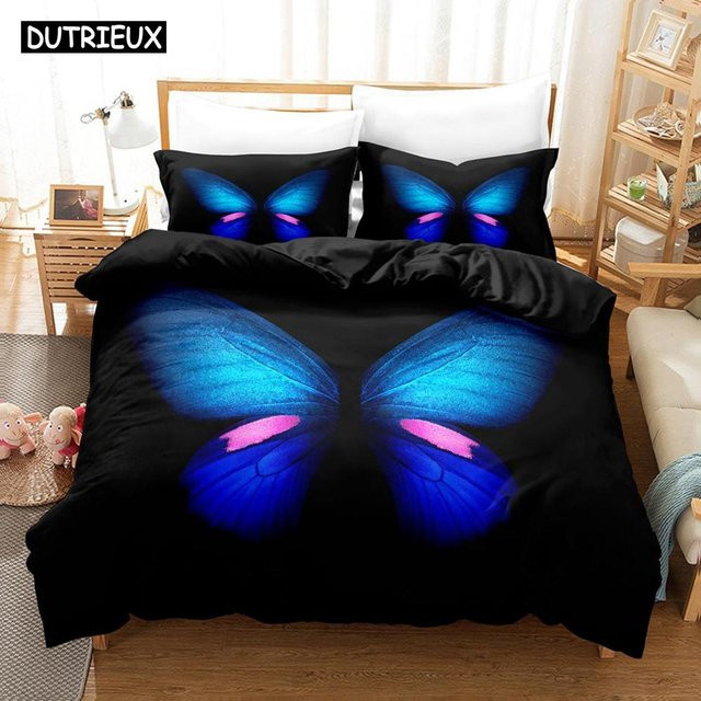 JMG Household Supplies Schmetterling Bettwäscheset mit 3D-Grafik in Schwarz, B/H: 135 x 200 cm - Bild 1