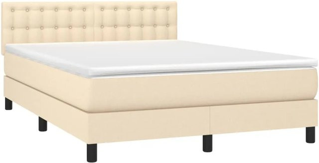 vidaXL Boxspringbett mit Matratze in Beige, Hybrid-Bett mit LED-Unterbettbeleuchtung und USB-Anschluss, B/T: 140 x 190 cm - Bild 1
