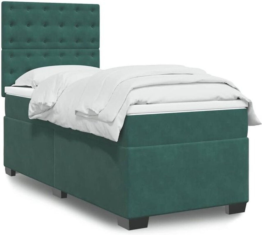 Vidaxl Boxspringbett mit Matratze aus Samt in Grün, B/T/H: 80 x 200 x 150,5 cm - Bild 1