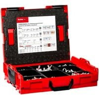Fischer L-BOXX 102 Elektro Set mit Dübeln und Schrauben aus Nylon in Grau und Rot - Bild 1