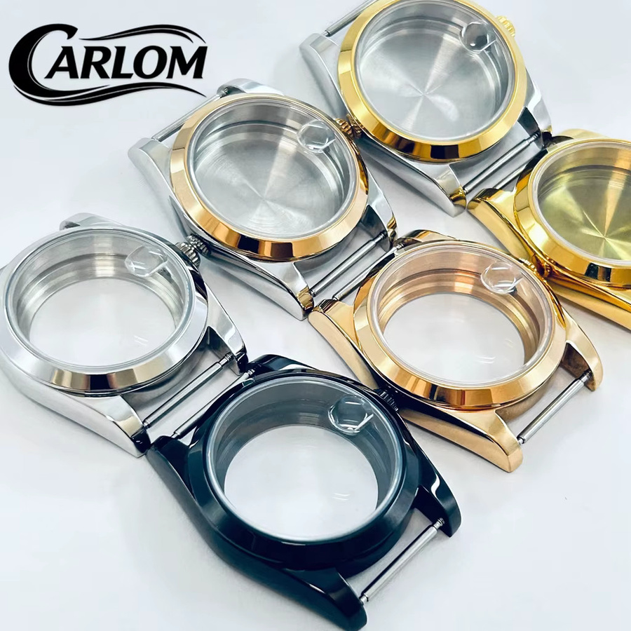 Carloms Uhrengehäuse, 36mm/40mm, Saphirglas, Silber Gold Schwarz, Abgeschrägte Lünette - Bild 2