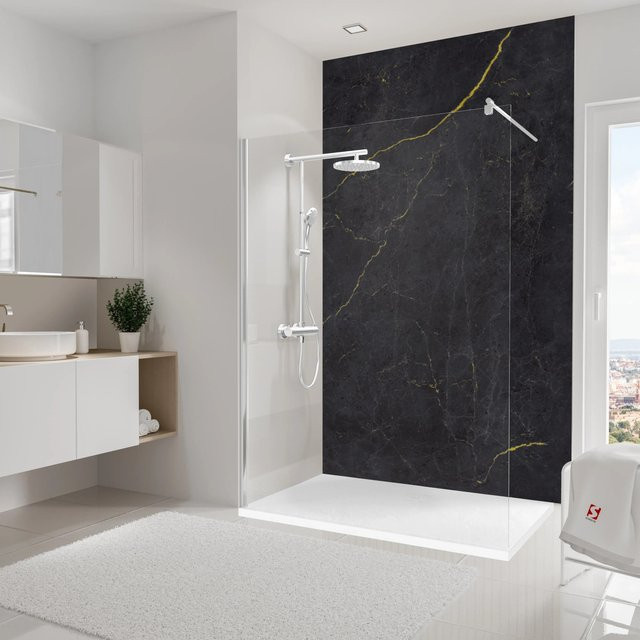 Schulte DecoDesign Duschrückwand in Stein-Optik Marmor Anthrazit Grau Gold B: 150 cm, H: 255 cm - Bild 1