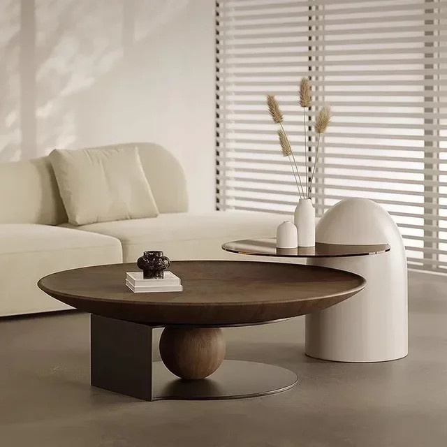 Moderner Couchtisch von ANGDUO in Braun mit Holzoptik und mattem Finish - Bild 1