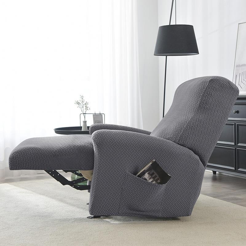 Stretch Relaxsesselbezug aus Jacquard in Grau für Einzelsofas und Recliner - Bild 4