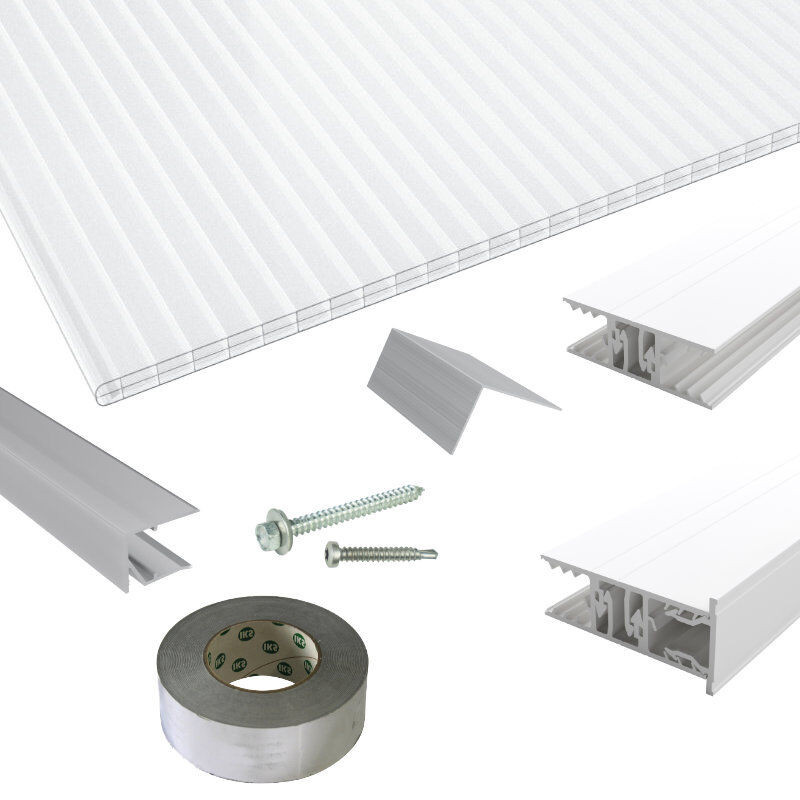 Terrassendach-Set von Friedrich von Lien AG mit transparenten Polycarbonat Stegplatten und Zevener Sprosse Verlegeprofil, 16 mm Stärke - Bild 1
