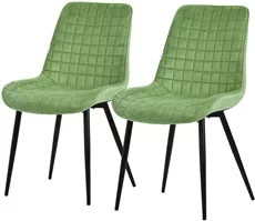 2er Set Esszimmerstühle ML-Design in Salbei mit Samtbezug und Stahlbeinen - Bild 1