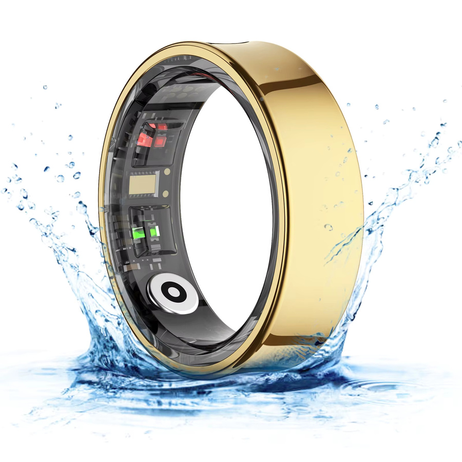 Amovan Smart Ring Premium in Gold mit Temperaturmessung und Schlaf-Tracking für Samsung und iOS, Unisex - Bild 2